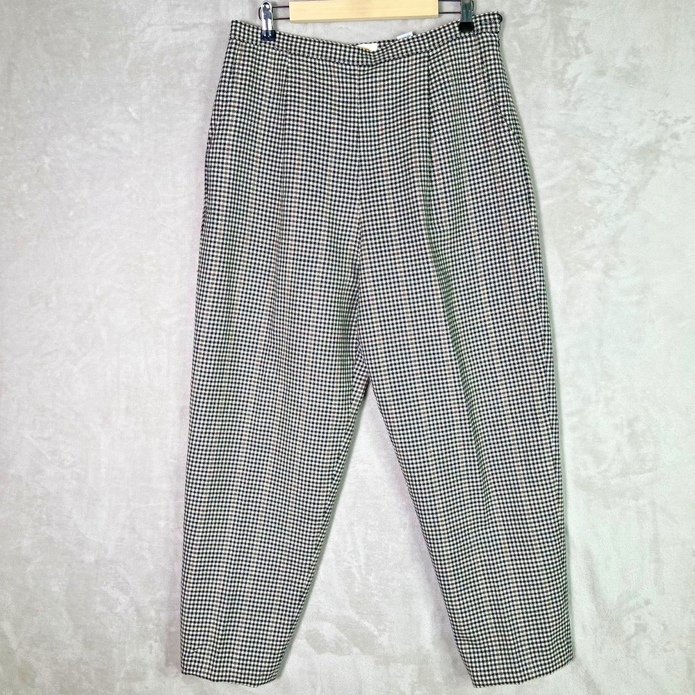 Vintage Talbots Pants Womens 16‎ Houndstooth Lined Wool Pleated